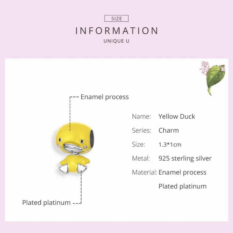 (image for) Pandora Style Silver Yellow Duck Charm - SCC1501 - View 7