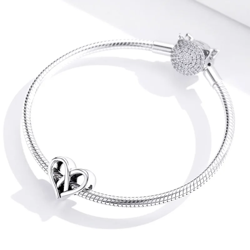 (image for) Pandora Style Silver You And Me Heart to Heart Charm - SCC1552 - View 2