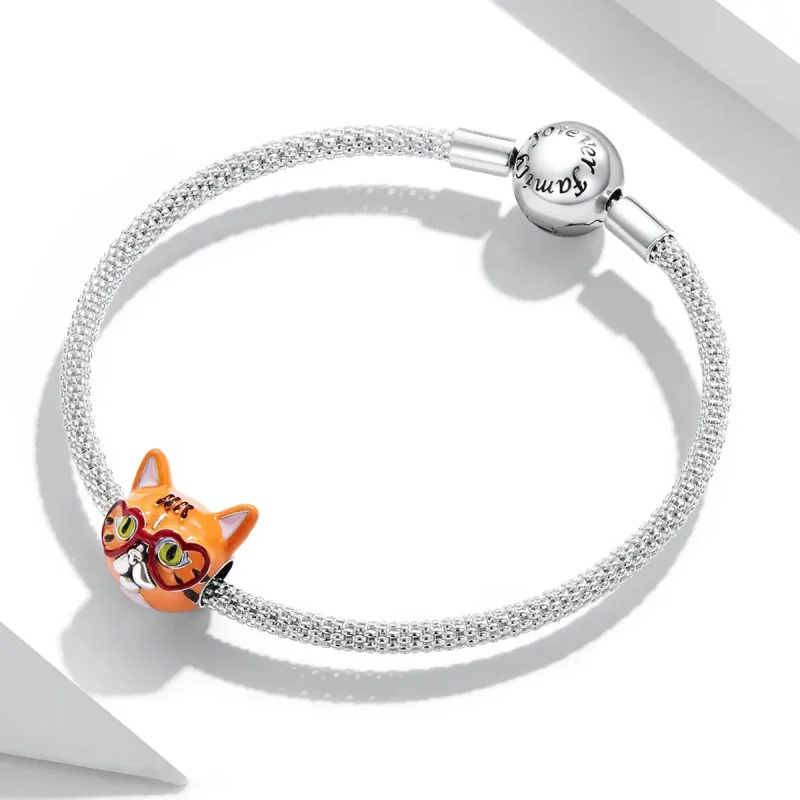 (image for) Pandora Style Sweetheart Big Orange Cat Charm - SCC2092 - View 3