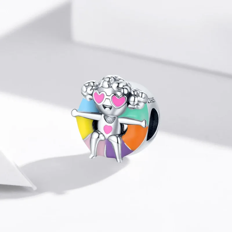 (image for) Pandora Style Swimming Ring Girl Charm - SCC1918 - View 2