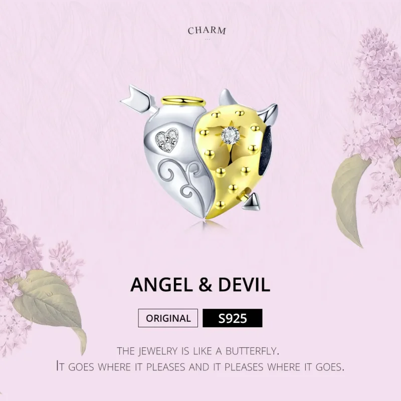 (image for) Pandora Style Two Tone Angel & Devil Charm - BSC107 - View 6