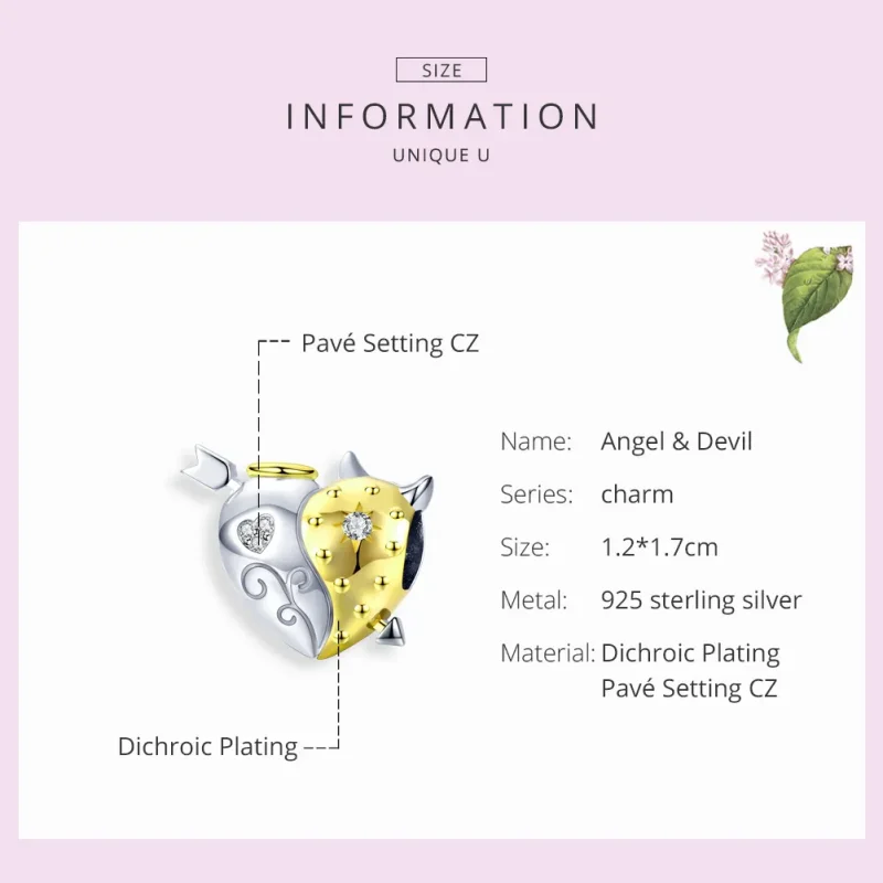 (image for) Pandora Style Two Tone Angel & Devil Charm - BSC107 - View 7