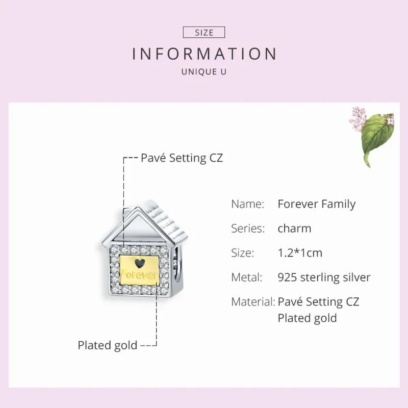 (image for) Pandora Style Two Tone Bicolor Forever Family Charm - SCC1330 - View 7