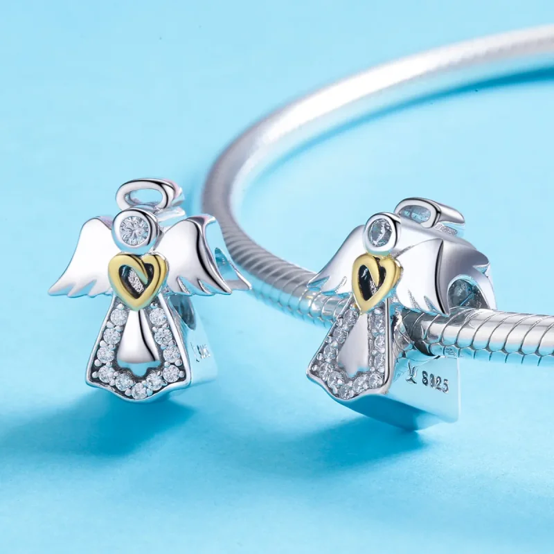 (image for) Pandora Style Two Tone Bicolor Guardian Angel Charm - SCC747 - View 4