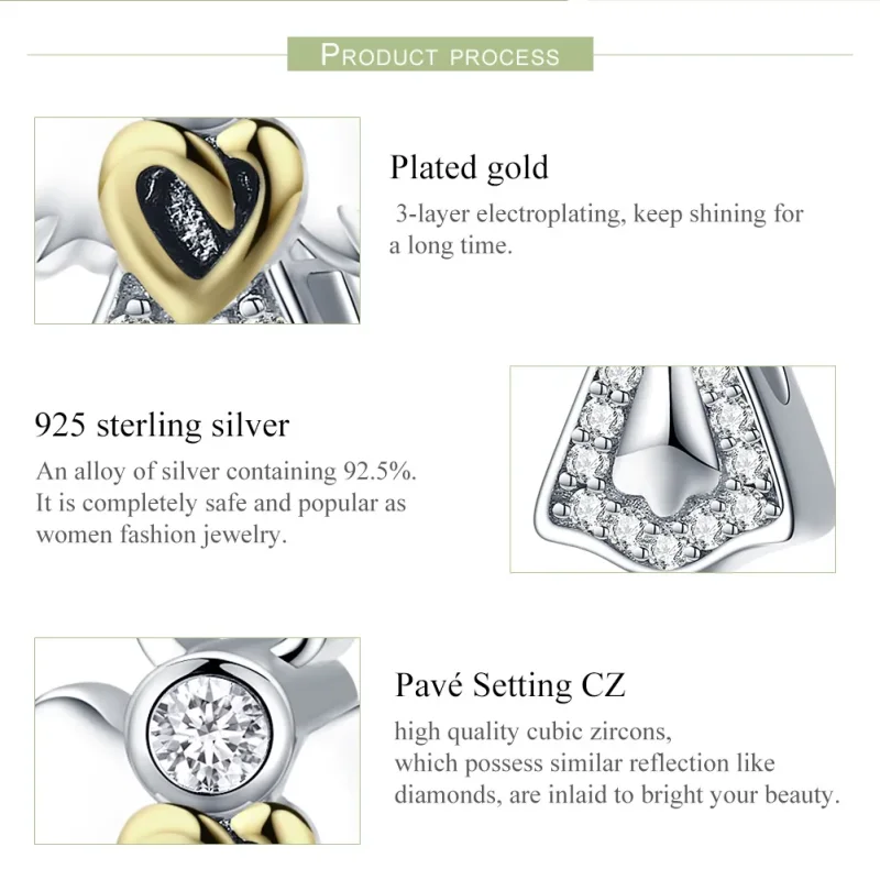 (image for) Pandora Style Two Tone Bicolor Guardian Angel Charm - SCC747 - View 7