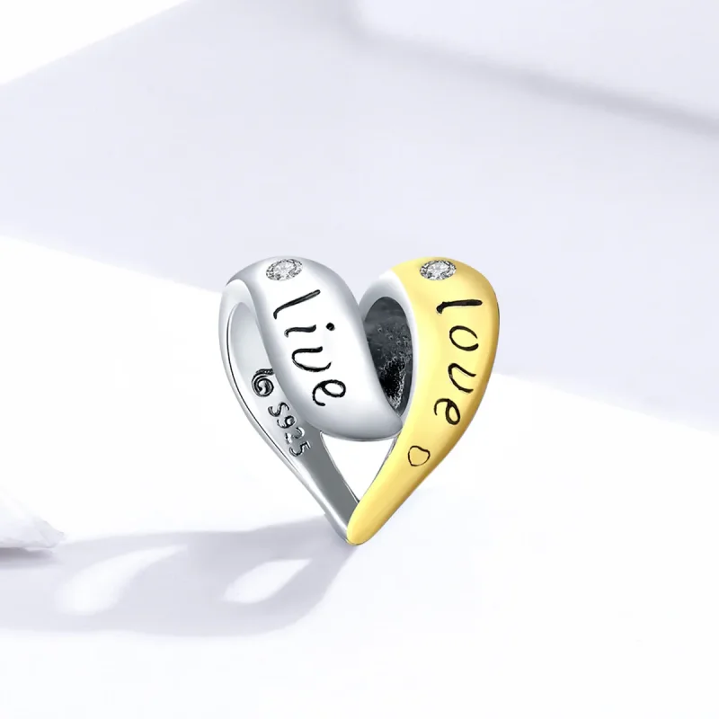 (image for) Pandora Style Two Tone Bicolor In Love Charm - BSC227 - View 2
