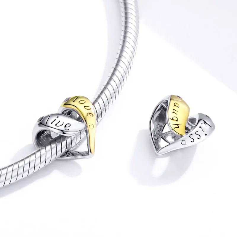 (image for) Pandora Style Two Tone Bicolor In Love Charm - BSC227 - View 4