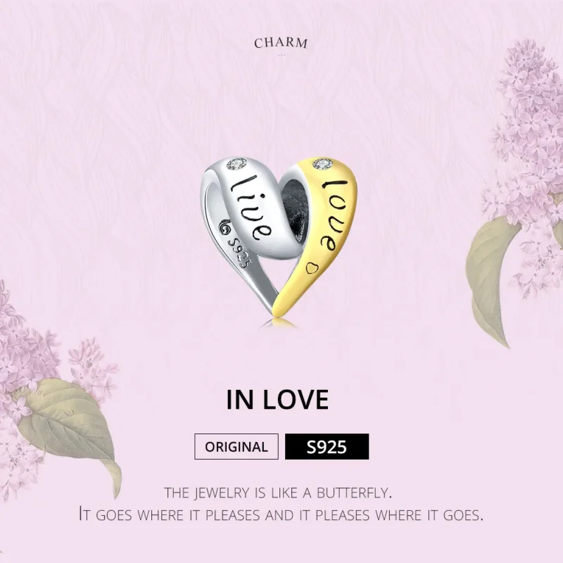 (image for) Pandora Style Two Tone Bicolor In Love Charm - BSC227 - View 5