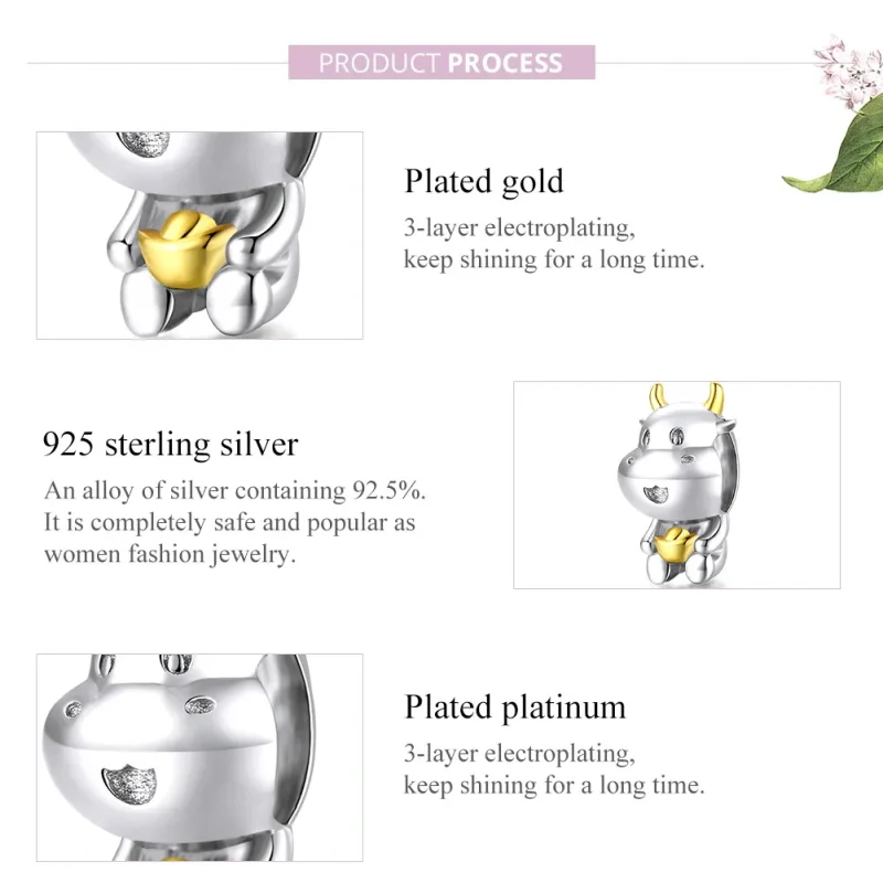 (image for) Pandora Style Two Tone Bicolor Lucky Cow Charm - SCC1709 - View 8