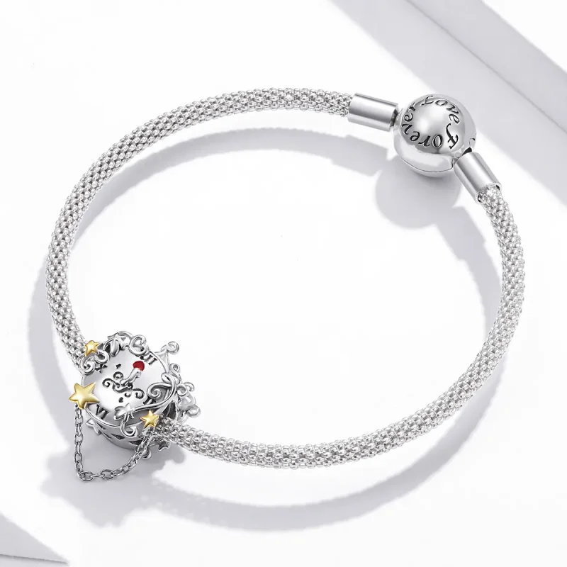 (image for) Pandora Style Two Tone Bicolor Magic Clock Charm - BSC406 - View 3