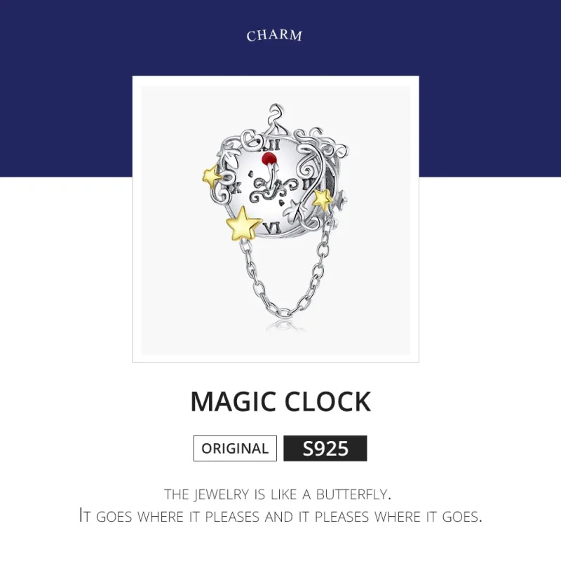 (image for) Pandora Style Two Tone Bicolor Magic Clock Charm - BSC406 - View 6