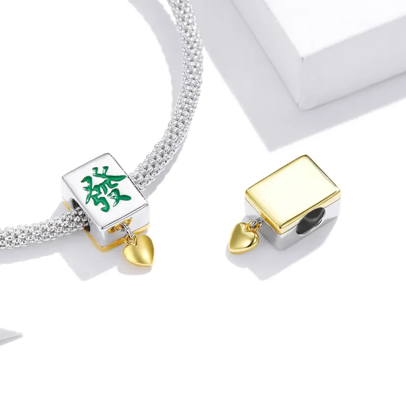 (image for) Pandora Style Two Tone Bicolor Mahjong Tiles Charm - SCC1751 - View 4