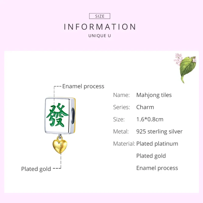 (image for) Pandora Style Two Tone Bicolor Mahjong Tiles Charm - SCC1751 - View 7