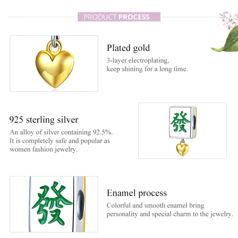 (image for) Pandora Style Two Tone Bicolor Mahjong Tiles Charm - SCC1751 - View 8