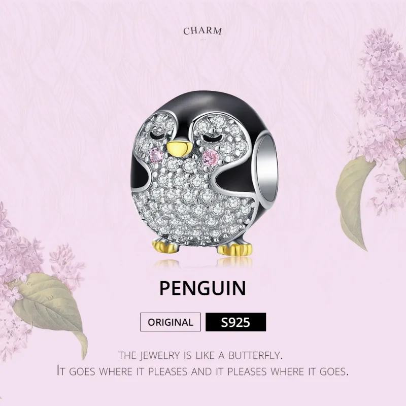(image for) Pandora Style Two Tone Bicolor Penguin Charm - BSC126 - View 5