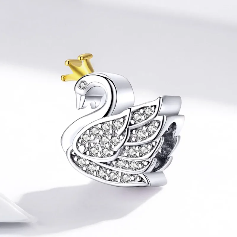 (image for) Pandora Style Two Tone Bicolor Princess Swan Charm - SCC1343 - View 2