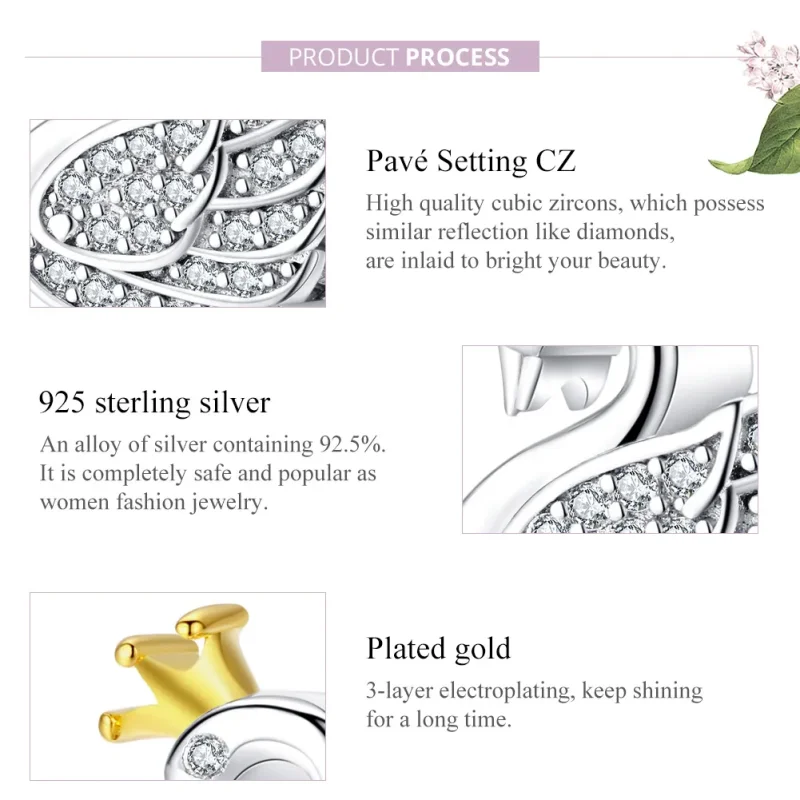 (image for) Pandora Style Two Tone Bicolor Princess Swan Charm - SCC1343 - View 8