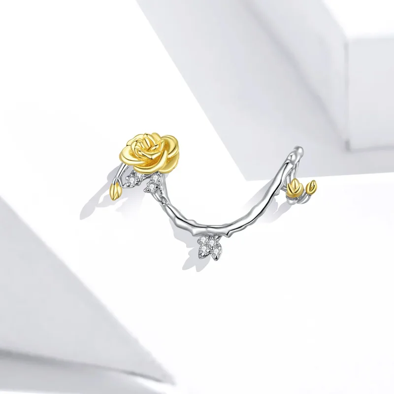 (image for) Pandora Style Two Tone Bicolor Rose Vines Charm - BSC322 - View 2