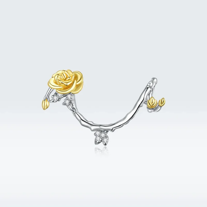 (image for) Pandora Style Two Tone Bicolor Rose Vines Charm - BSC322 - View 5