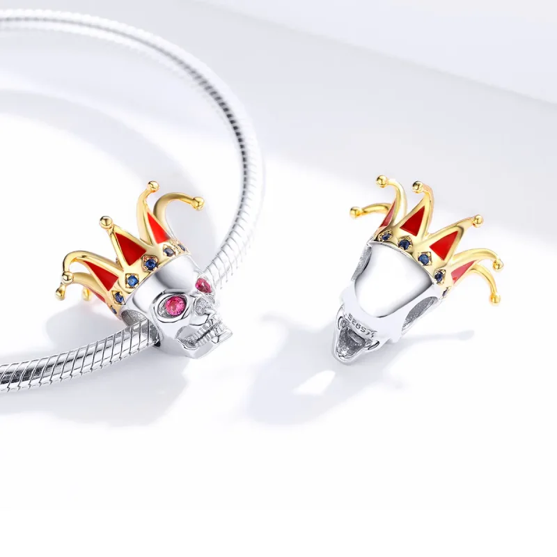 (image for) Pandora Style Two Tone Bicolor Skull of Clown Charm - SCC1363 - View 4