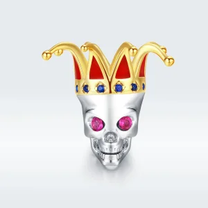 (image for) Pandora Style Two Tone Bicolor Skull of Clown Charm - SCC1363
