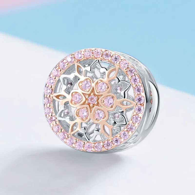 (image for) Pandora Style Two Tone Blooming bud Charm - SCC923 - View 2