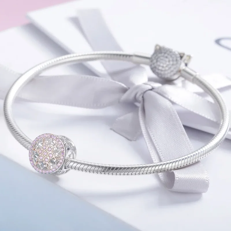(image for) Pandora Style Two Tone Blooming bud Charm - SCC923 - View 3