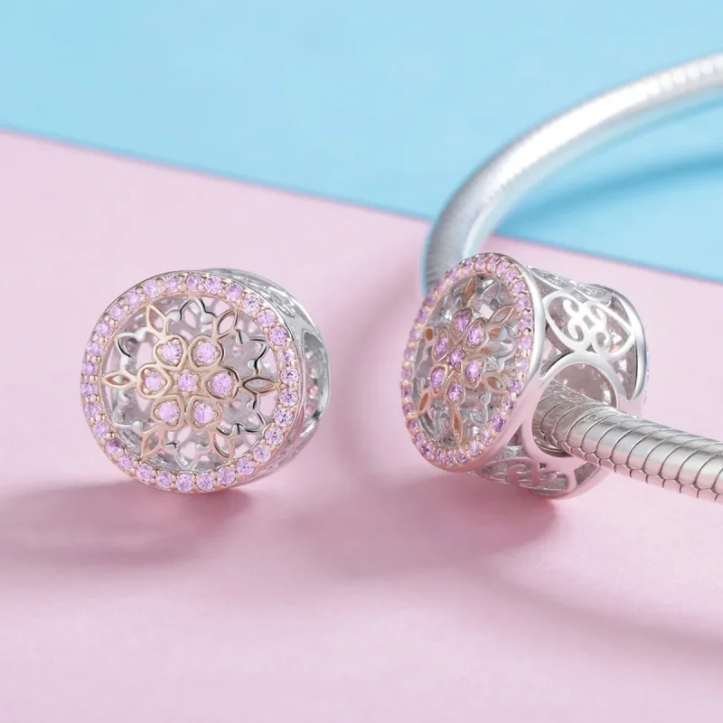 (image for) Pandora Style Two Tone Blooming bud Charm - SCC923 - View 4