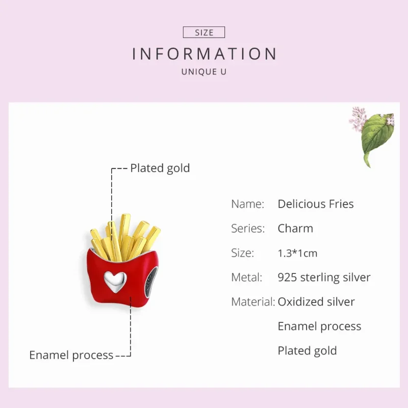 (image for) Pandora Style Two Tone Delicious Fries Charm - SCC1606 - View 7