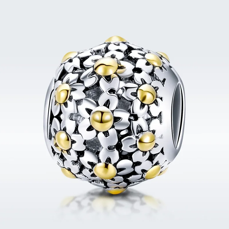 (image for) Pandora Style Two Tone Embrace of The Flowers Charm - SCC717 - View 3