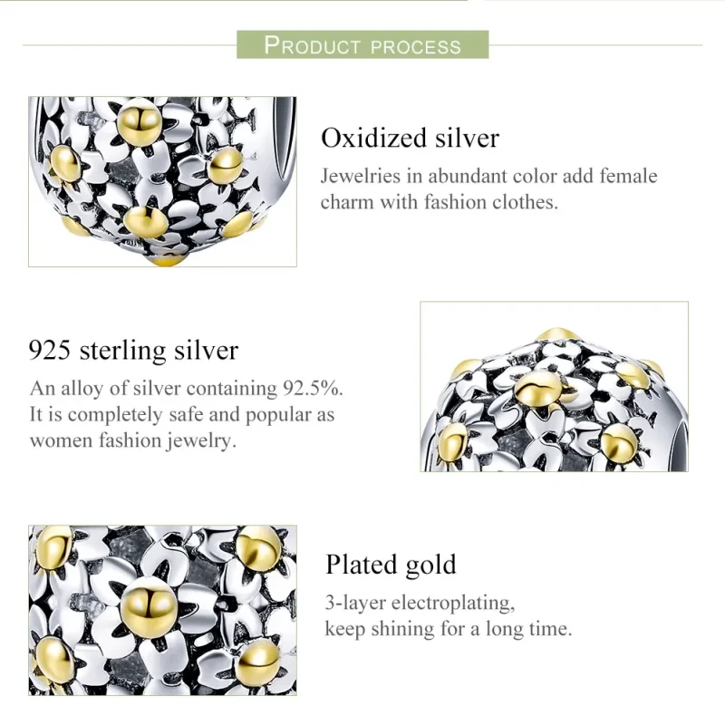 (image for) Pandora Style Two Tone Embrace of The Flowers Charm - SCC717 - View 7