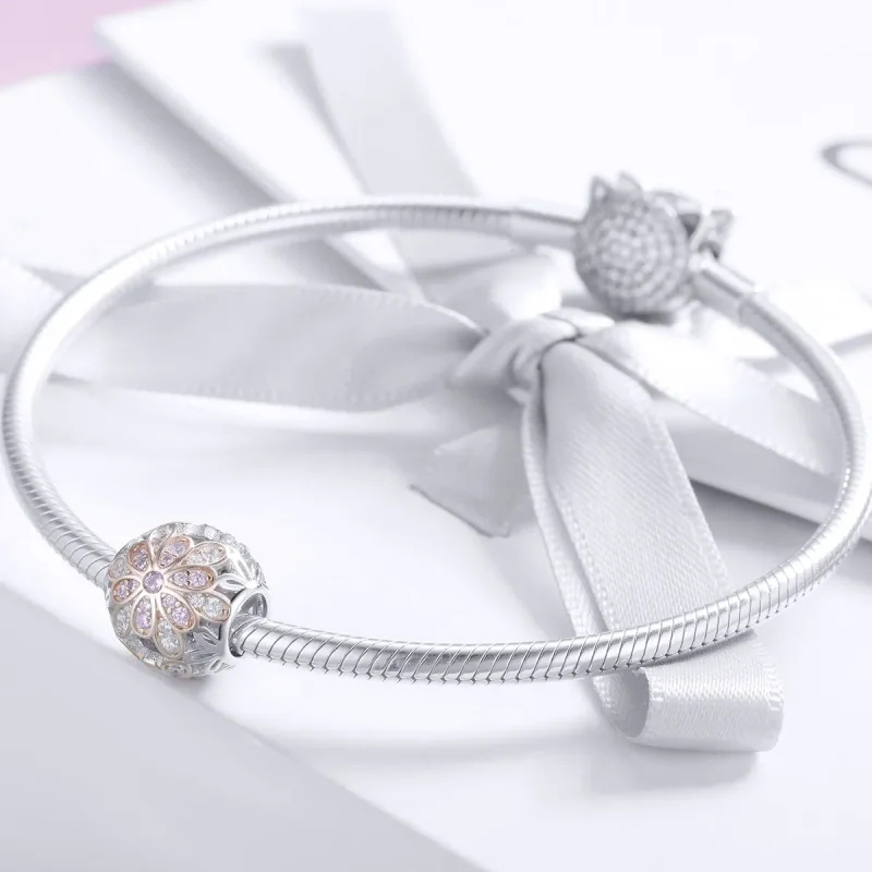 (image for) Pandora Style Two Tone Flowers Charm - SCC922 - View 3