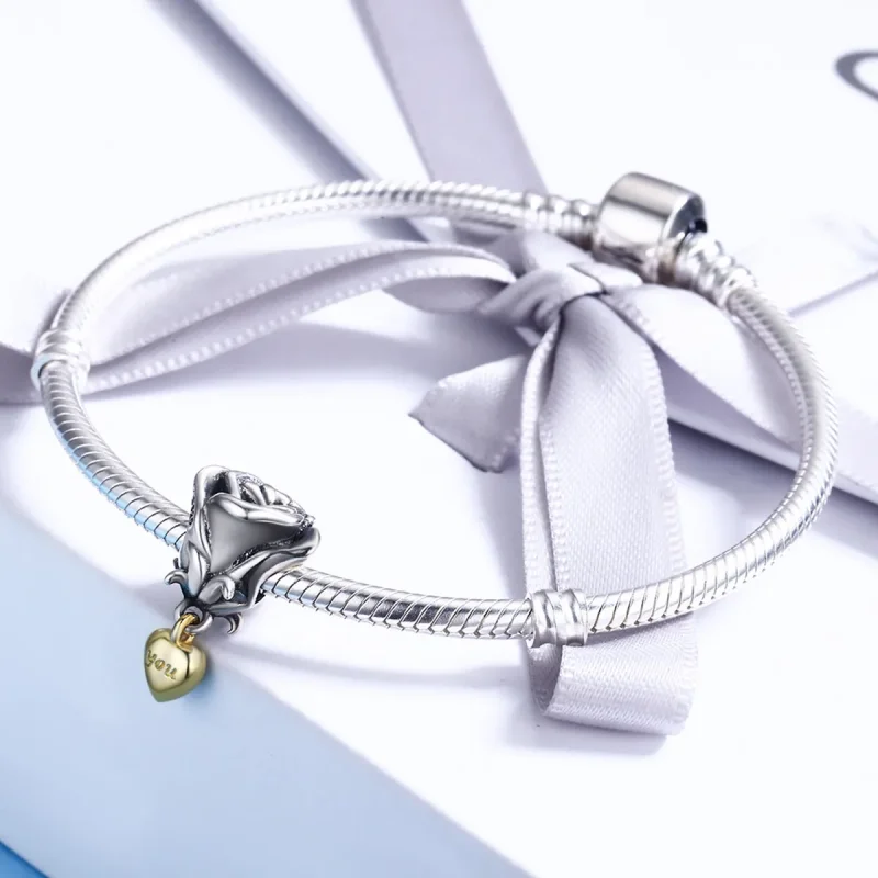 (image for) Pandora Style Two Tone I Love You Charm - SCC455 - View 5