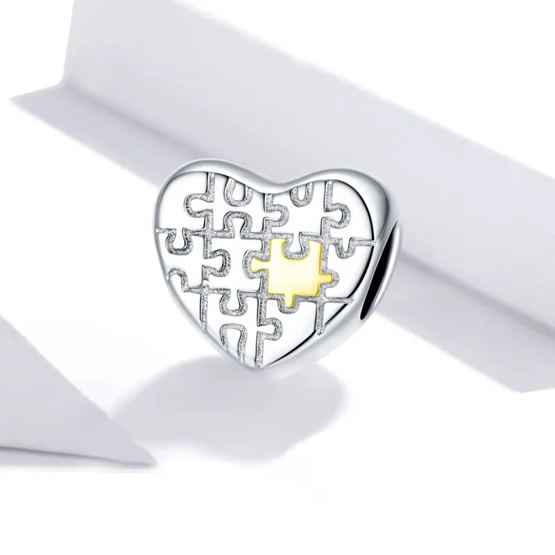 (image for) Pandora Style Two Tone Love Puzzles Charm - SCC1673 - View 2