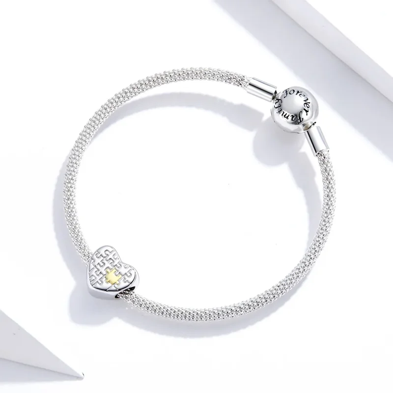 (image for) Pandora Style Two Tone Love Puzzles Charm - SCC1673 - View 3