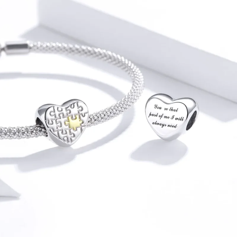 (image for) Pandora Style Two Tone Love Puzzles Charm - SCC1673 - View 4