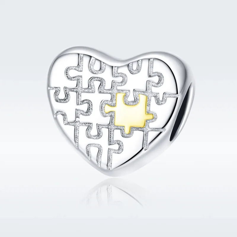 (image for) Pandora Style Two Tone Love Puzzles Charm - SCC1673 - View 5