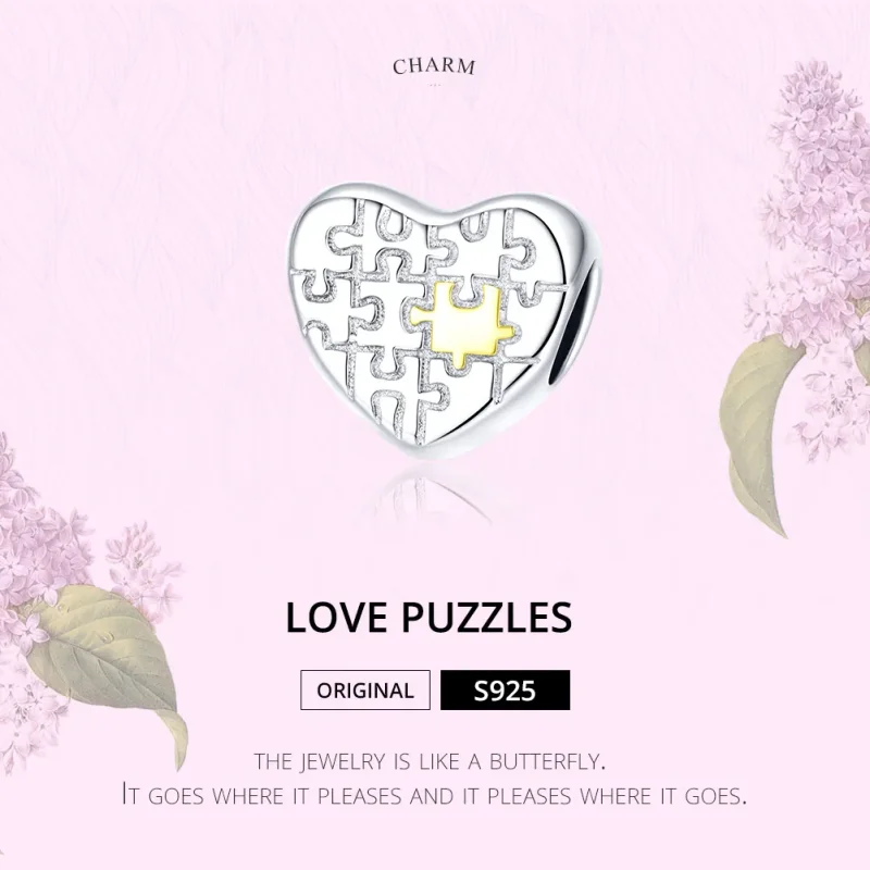 (image for) Pandora Style Two Tone Love Puzzles Charm - SCC1673 - View 6