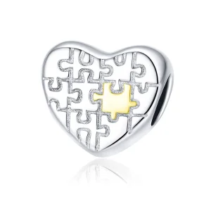 (image for) Pandora Style Two Tone Love Puzzles Charm - SCC1673