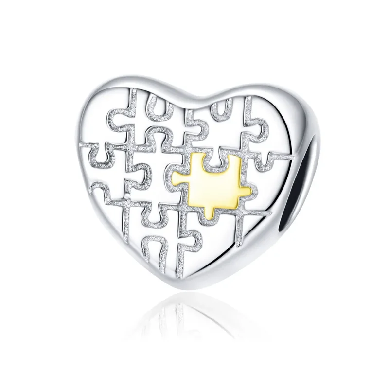 (image for) Pandora Style Two Tone Love Puzzles Charm - SCC1673