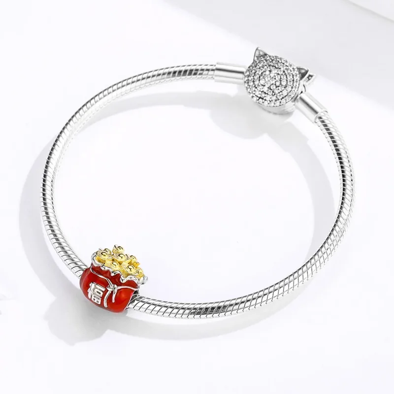 (image for) Pandora Style Two Tone Lucky Bag Charm - BSC100 - View 3