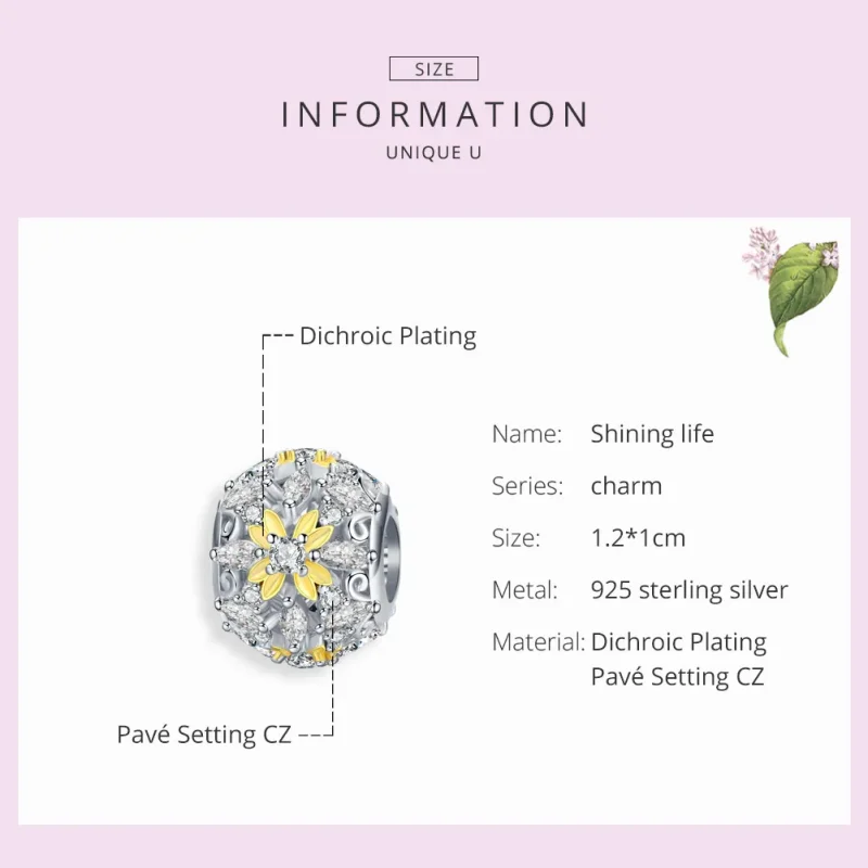 (image for) Pandora Style Two Tone Shining Life Charm - SCC1333 - View 7