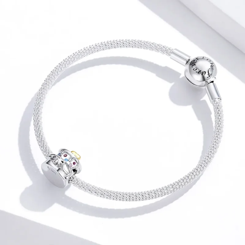 (image for) Pandora Style Two Tone Wedding Cake Charm - BSC267 - View 3