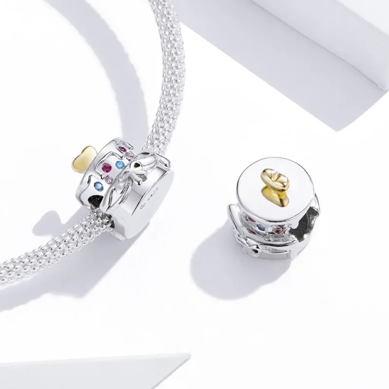 (image for) Pandora Style Two Tone Wedding Cake Charm - BSC267 - View 4
