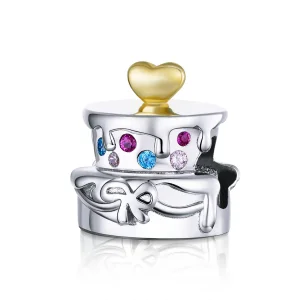 (image for) Pandora Style Two Tone Wedding Cake Charm - BSC267