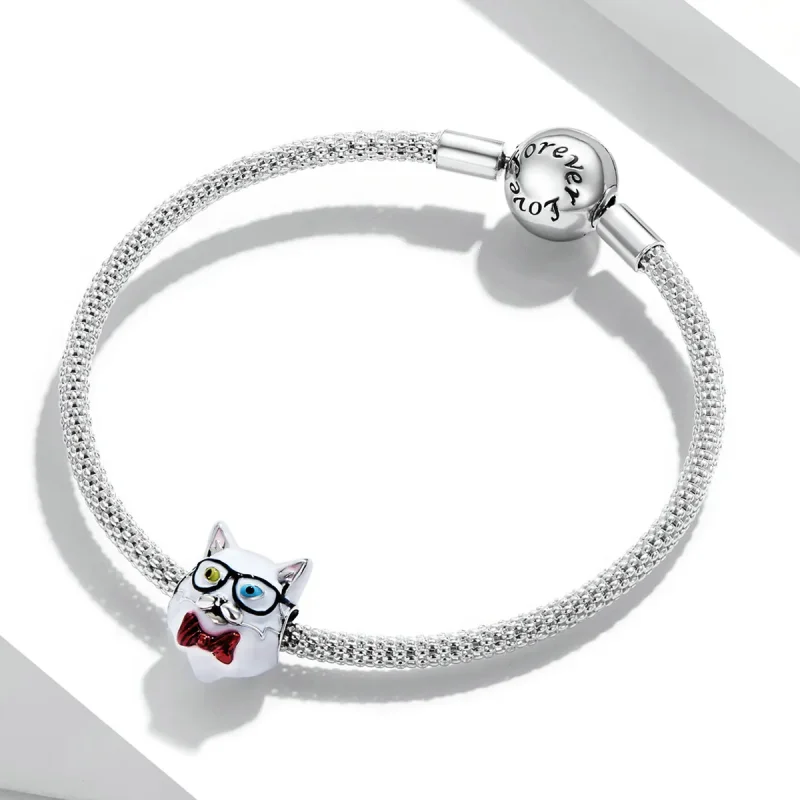 (image for) Pandora Style White Cat Charm - SCC2093 - View 3