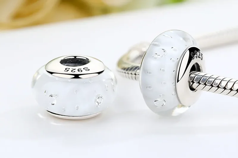 (image for) Pandora Style White Murano Glass Charm - SCZ002 - View 8