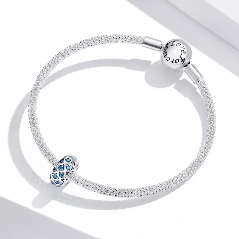 (image for) Pandora Style Silver Blue Elegance Clip - SCC1513 - View 3