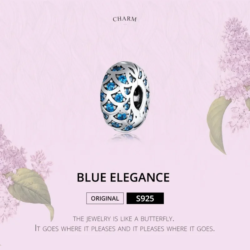 (image for) Pandora Style Silver Blue Elegance Clip - SCC1513 - View 6