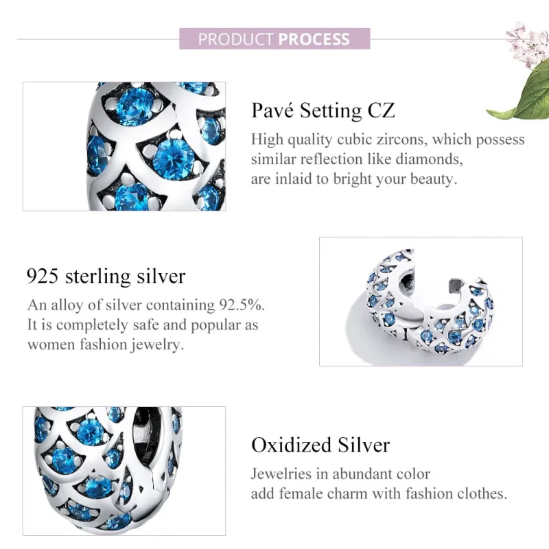 (image for) Pandora Style Silver Blue Elegance Clip - SCC1513 - View 8